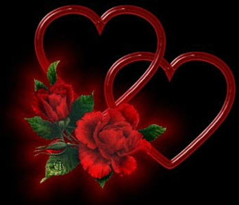 2 corazones rojos con rosas