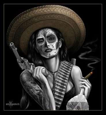 Mujer chola con sombrero mexicano