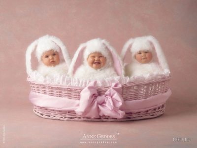 3 hermosos bebes disfrazados de conejo